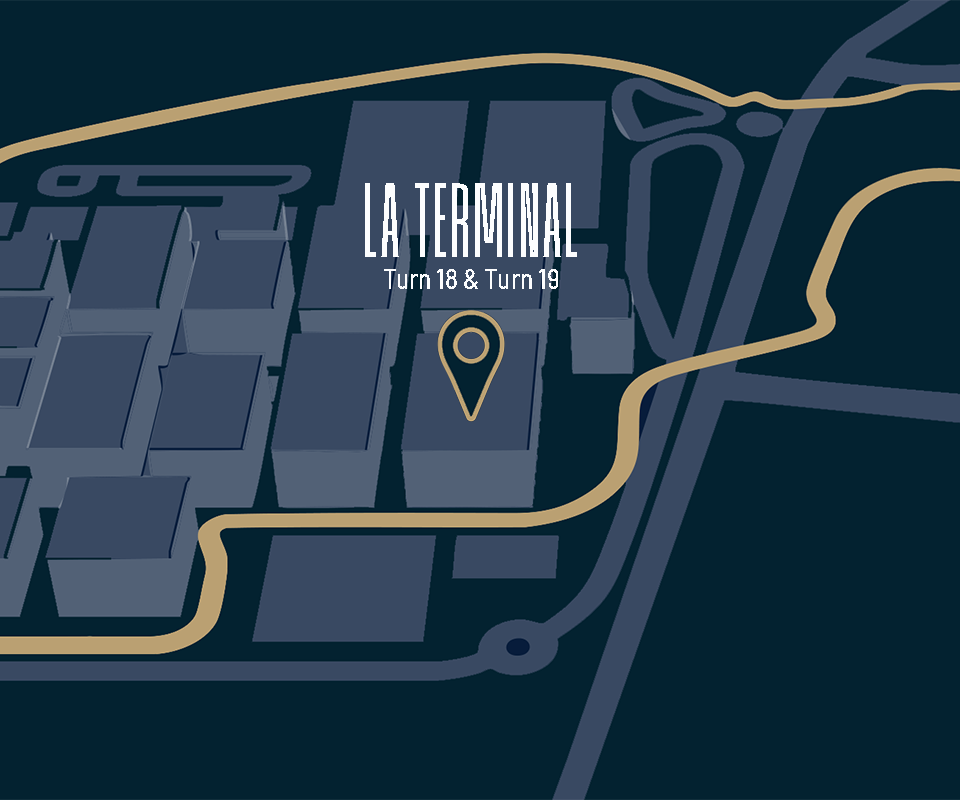 La Terminal &mdash; localiza&ccedil;&atilde;o no circuito, entre as curvas 18 e 19